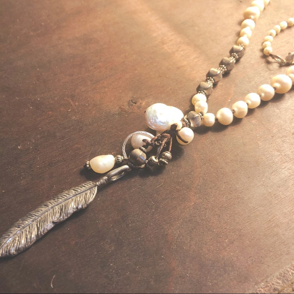 Nakamol Boho Leather Genuine Stone Necklace Tribal
